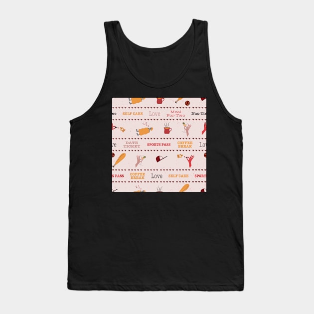 Self Care Coupons in a Line | pink and red Tank Top by Ipoole